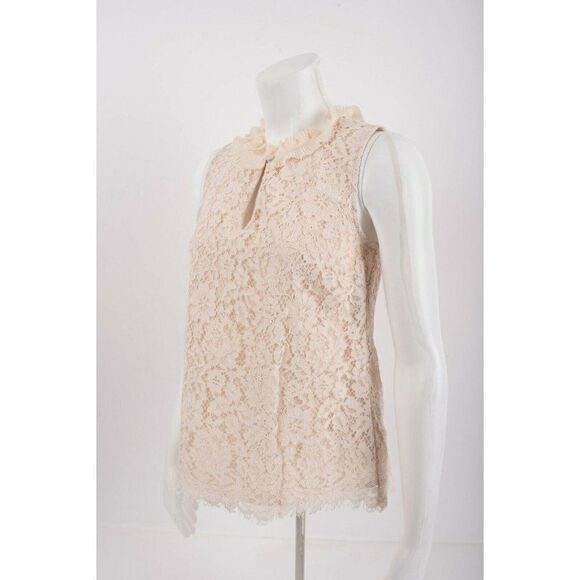 J. Crew Womans Top Shirt Blouse Ruffle Lace Size XS Ivory Ecru Off White - Picture 2 of 6